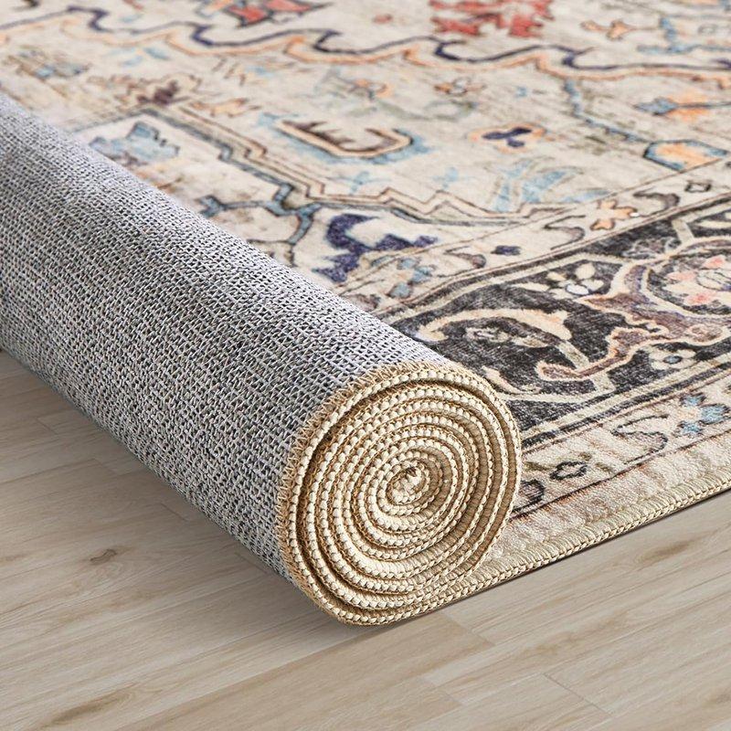 Toyoso 5x7 Area Rug Big Carpet For Living Room Bedroom Home Decor Washable Oriental Vintage Floral Distressed Rugs Large Indoor Carpets With Non Slip Back For Dining Room Office Floor -Multi