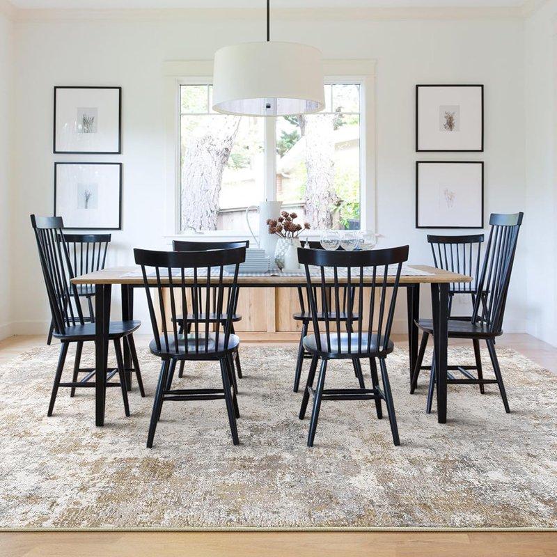 Toyoso 5x7 Area Rug Living Room Rugs - Washable Neutral Modern Abstract Soft Thin Large Rug Indoor Floor No Slip Rug Carpet For Bedroom Under Dining Table Home Office Decor - Brown Grey