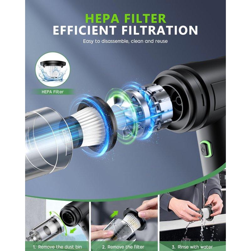 TRAKAR Car Vacuum Cleaner 3 Speed 4-in-1 20000PA High Power Portable Rechargeable Vacuum Cleaner With LED Light And Multi-Nozzles For Car Home Office Pet