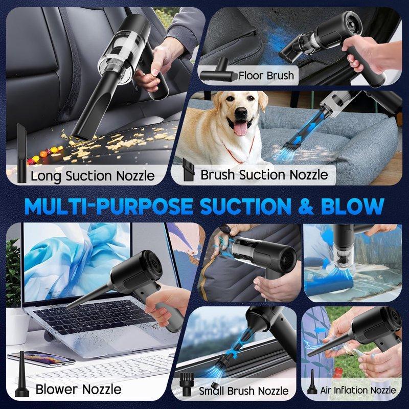 TRAKAR Car Vacuum Cleaner 3 Speed 4-in-1 20000PA High Power Portable Rechargeable Vacuum Cleaner With LED Light And Multi-Nozzles For Car Home Office Pet