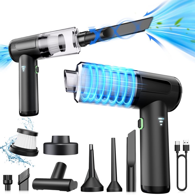 TRAKAR Car Vacuum Cleaner 3 Speed 4-in-1 20000PA High Power Portable Rechargeable Vacuum Cleaner with LED Light and Multi-Nozzles for Car Home Office Pet