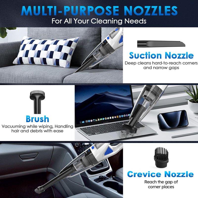 TRAKAR Handheld Vacuum Cordless 28000PA Strong Suction Hand Held Car Vacuum Cleaner Portable Hand Vacuum Rechargeable With Nozzles & LED Light For Home Car Office Pet Hair