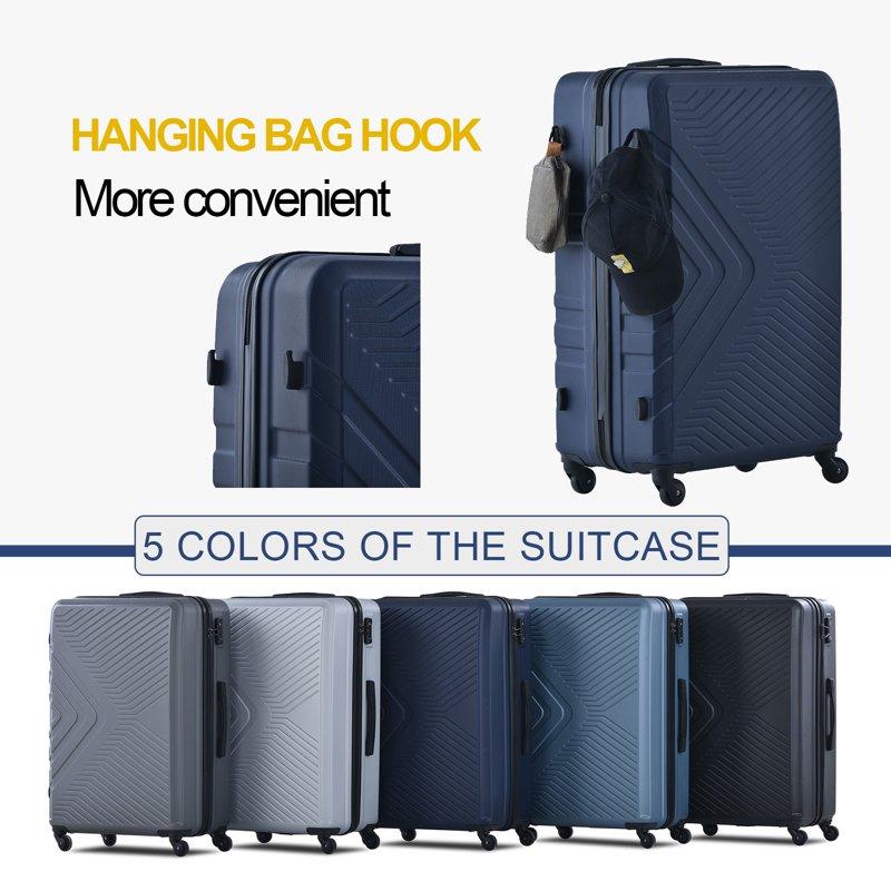 Travelhouse 3 Piece Hardshell Luggage Set Hardside Lightweight Suitcase With TSA Lock Spinner Wheels 20in24in28in.(Black)