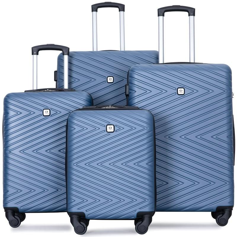Travelhouse 4 Piece Hardshell Luggage Set Hardside Lightweight Suitcase With TSA Lock Spinner Wheels.(Blue)