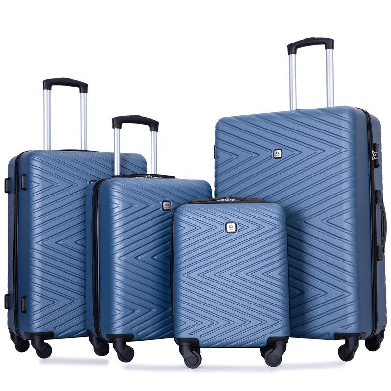 Travelhouse 4 Piece Hardshell Luggage Set Hardside Lightweight Suitcase With TSA Lock Spinner Wheels.(Blue)