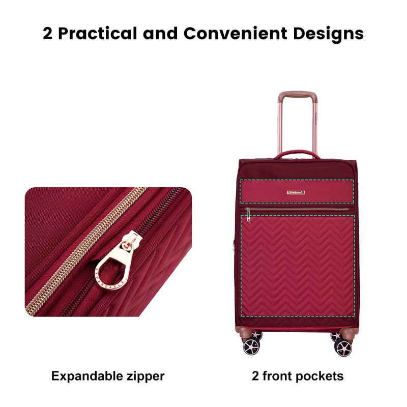 Travelhouse 4 Piece Luggage Set Softside Expandable Lightweight Suitcase With Double Spinner Wheels.(Wine Red)