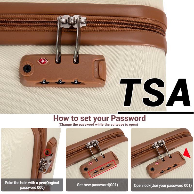 Travelhouse 6 Piece Hardshell Luggage Set Hardside Lightweight Suitcase With TSA Lock Spinner Wheels.(White)