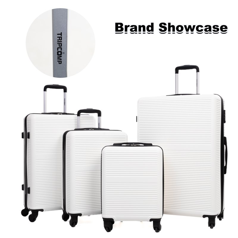 Tripcomp 7-Piece Hardside Luggage Set With TSA Lock Lightweight ABS+PC Suitcase (16/20/24/28 Inch) With 360° Silent Spinner Wheels Duffel Bag And 2 Packing Cubes (White)