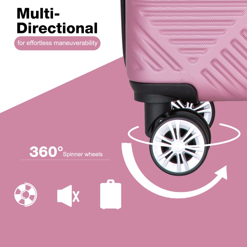 Tripcomp Luggage Sets 2 Piece Suitcase Set (14/20/)Hardside Suitcase With Spinner Wheels Lightweight Carry On Luggage(Pink)