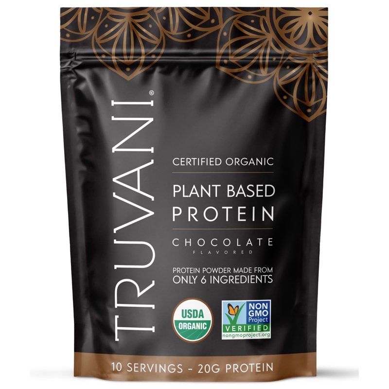 Truvani Vegan Pea Protein Powder Chocolate 20g Organic Plant Based Protein 10 Servings Keto Gluten & Dairy Free Low Carb No Added Sugar