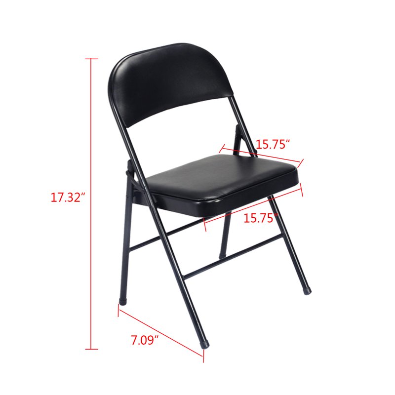 UBesGoo 6 Pack Folding Chairs Cushioned Padded Seat Wedding Foldable Chairs With Metal Frame Home Office Party Use Black