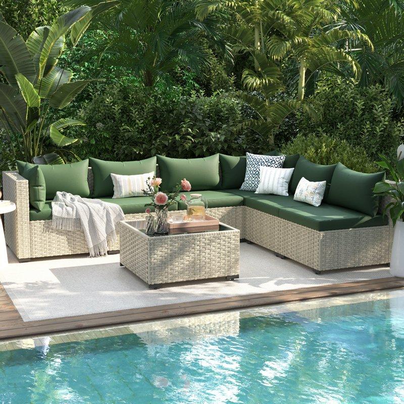UDPATIO Patio Furniture Sets Modular Rattan Outdoor Patio Sectional Furniture Sofa Set Wicker Patio Conversation Set For Backyard
