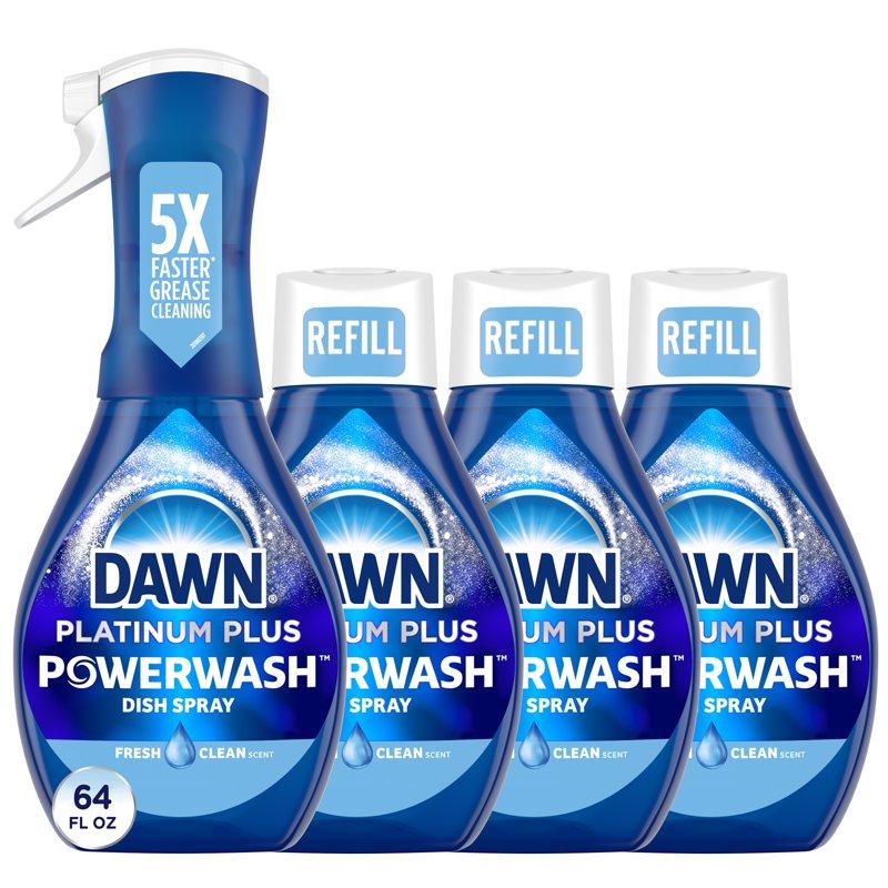 Ultimate Cleaning Bundle: Cascade Platinum Plus Pods Cascade Rinse Aid Dawn Platinum Dish Soap & Dawn Powerwash Spray Kit + 3 Refills