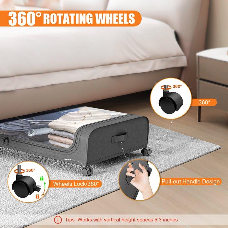 Under Bed Storage Containers 2PACK Under Bed Storage With Wheels Large Bedroom Storage Bins With Lids Closet Organizer For Clothes Blankets Shoes Bedding Toys