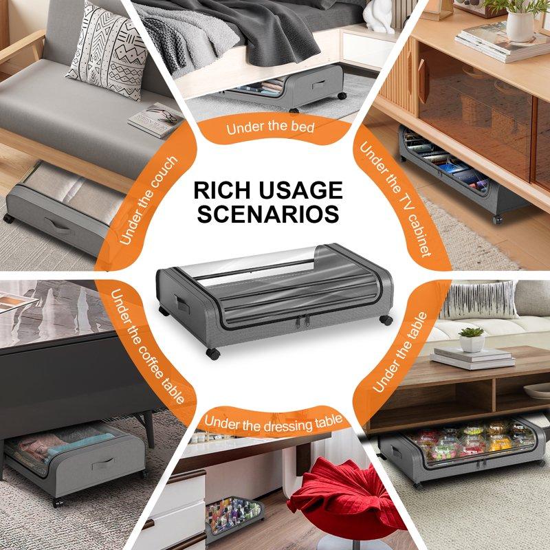 Under Bed Storage Containers 2PACK Under Bed Storage With Wheels Large Bedroom Storage Bins With Lids Closet Organizer For Clothes Blankets Shoes Bedding Toys