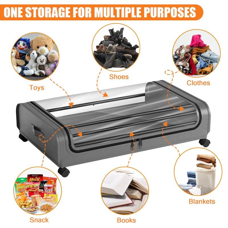 Under Bed Storage Containers 2PACK Under Bed Storage With Wheels Large Bedroom Storage Bins With Lids Closet Organizer For Clothes Blankets Shoes Bedding Toys