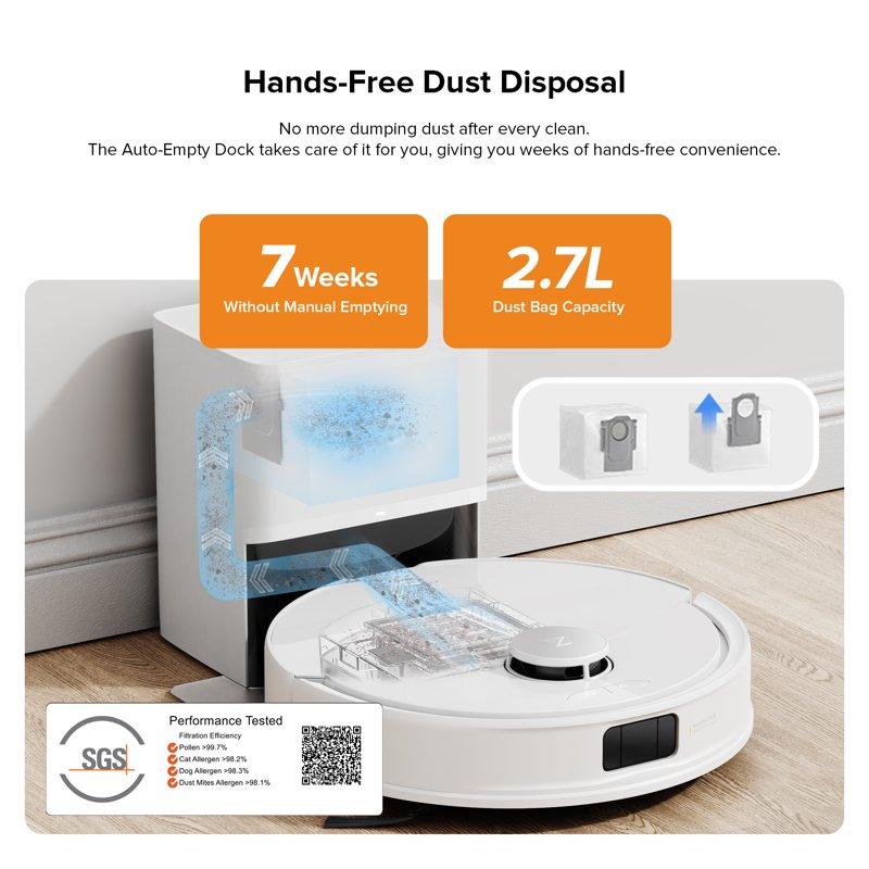 (Upgraded From Q5 Pro+)Roborock Q10 X5+ Robot Vacuum And Mop Self-Emptying Hands-Free Cleaning For Up To 7 Weeks 10 000Pa Suction Obstacle Avoidance LiDAR Navigation No-Go Zones
