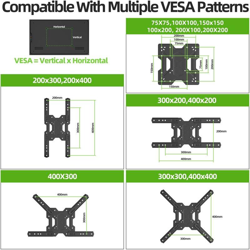 USX MOUNT Full Motion TV Wall Mount Bracket With Swivel Arm For 23 To 55 Inch TVs Holds Up To 77 Lbs