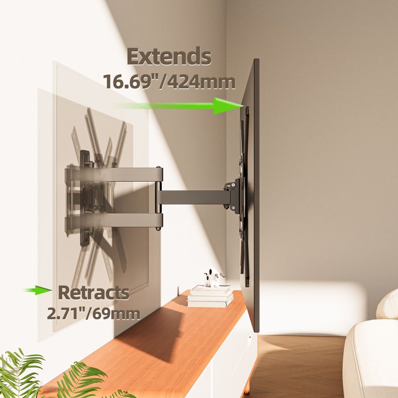 USX MOUNT Full Motion TV Wall Mount Bracket With Swivel Arm For 23 To 55 Inch TVs Holds Up To 77 Lbs