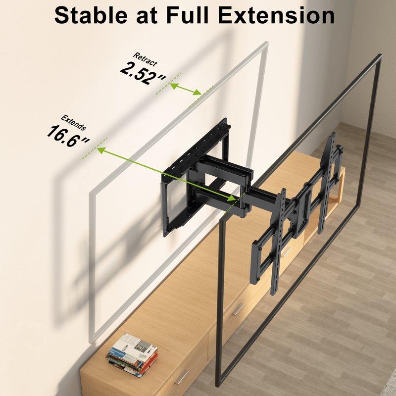 USX MOUNT Full Motion TV Wall Mount For 47-90 Inch TVs Swivels Tilts Extension Rotation Holds Up To 132lbs Max VESA 600x400mm Fit 16" Wood Stud