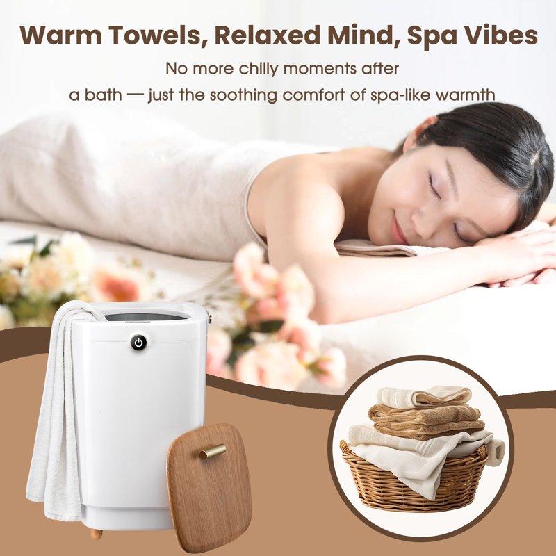 VAJIAZA Luxury Towel Warmer 20L Electric Hot Towel Warmer Buckets Towel Heater With 4 Timers Portable Spa Towel Warmers Fit For Towels Blanket PJ's Yellow