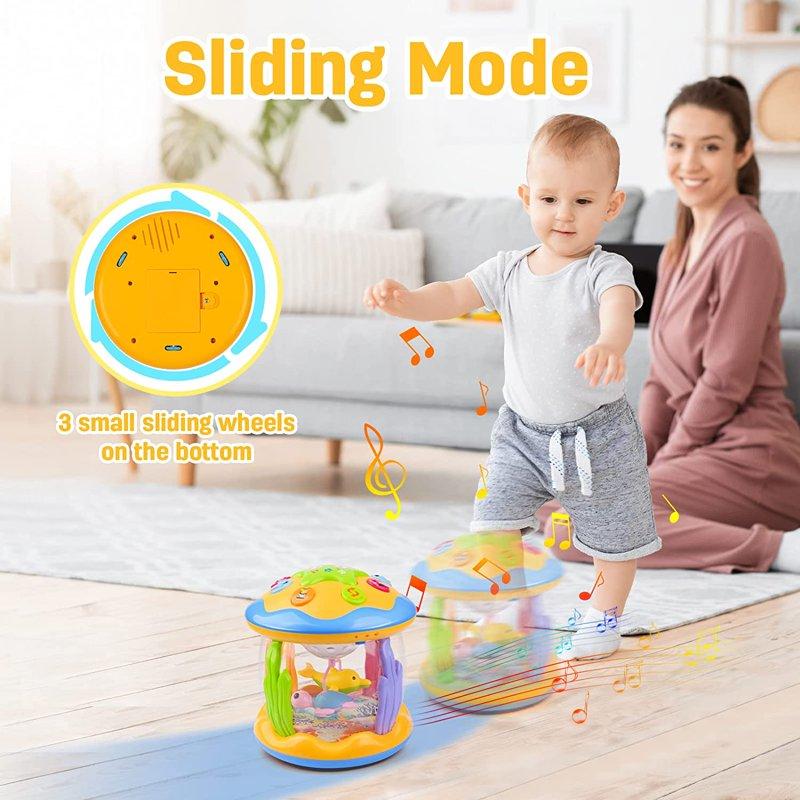Vanmor Baby Musical Toys With Light Up For Toddlers 1 2 3 Rotating Ocean Projector Infant Toys 12-18 Month Sitting Crawling Walking Developmental Toys For Babies Gifts Toys For Kid