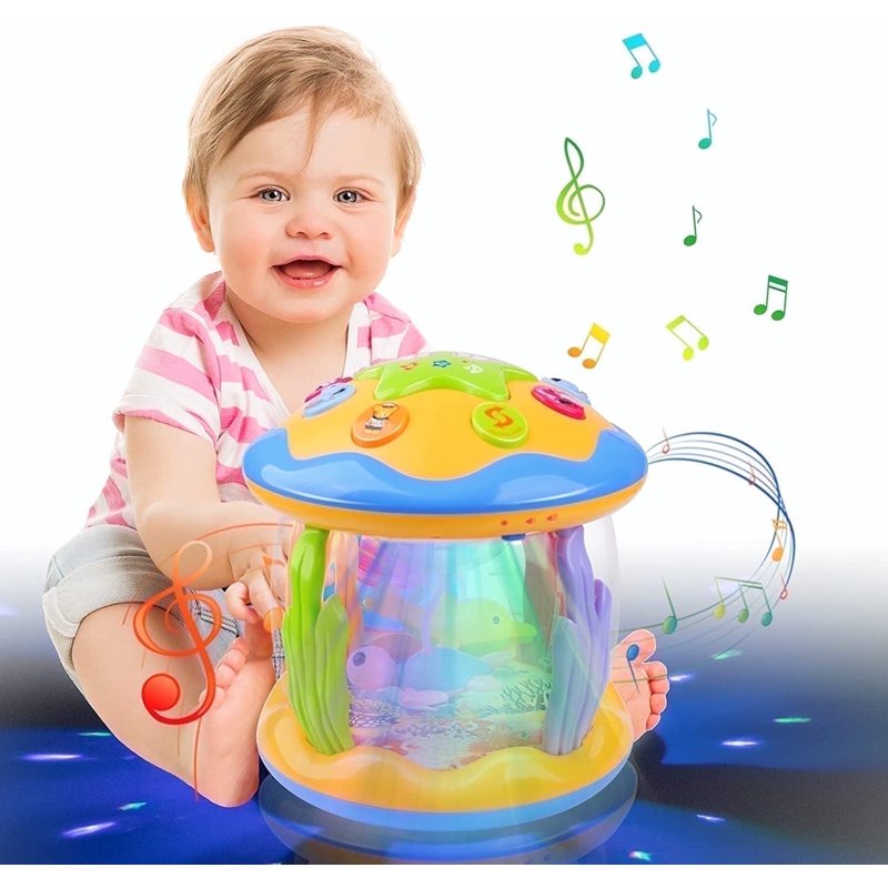 Vanmor Baby Musical Toys with Light Up for Toddlers 1 2 3 Rotating Ocean Projector Infant Toys 12-18 Month Sitting Crawling Walking Developmental Toys for Babies Gifts Toys for Kid