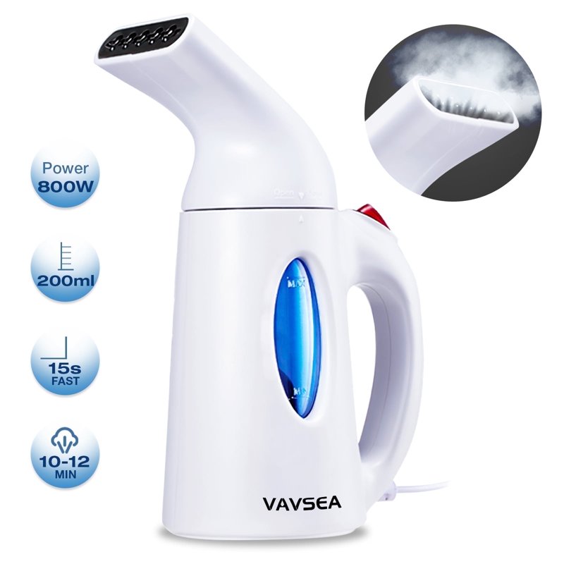 VAVSEA Steamer For Clothes Portable Garment Steamer Auto Shut-off Function Wrinkles/ Steam/ Soften/ Clean/ Sterilize White