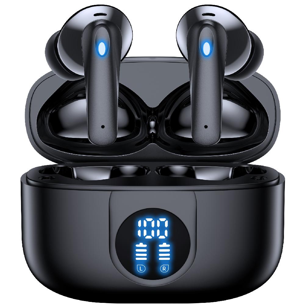 VEAT00L P91 Wireless Earbuds Bluetooth Headphones V5.4 Stereo Ear Buds With Noise Cancelling Mics 60H Playback Mini Case With Dual LED Display IP7 Waterproof In-Ear Earphones For Android IOS