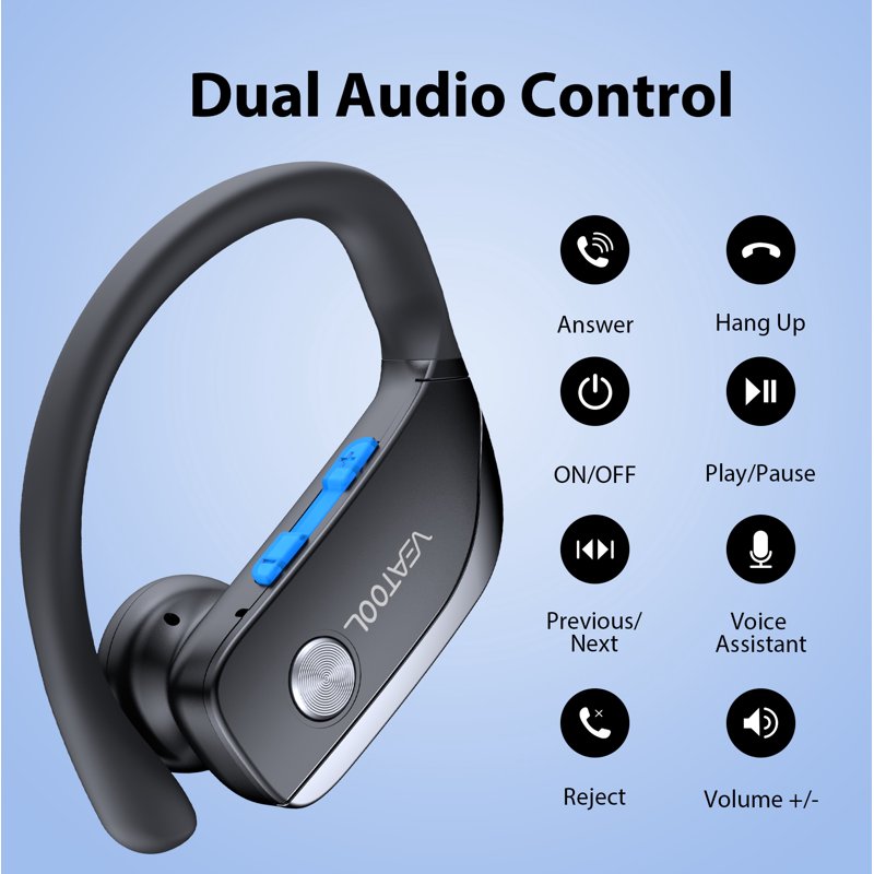 VEAT00L Wireless Earbuds Bluetooth Headphone Sport Bluetooth 5.4 Earbud 72Hrs Earphone With Earhook Noise Cancelling Mic IP7 Waterproof Headset For Workout/Running