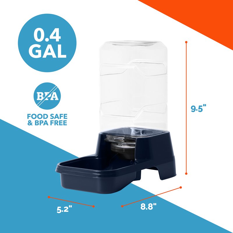 Vibrant Life Gravity Pet Waterer For Dogs And Cats Extra Small XS Navy 0.4 Gallons