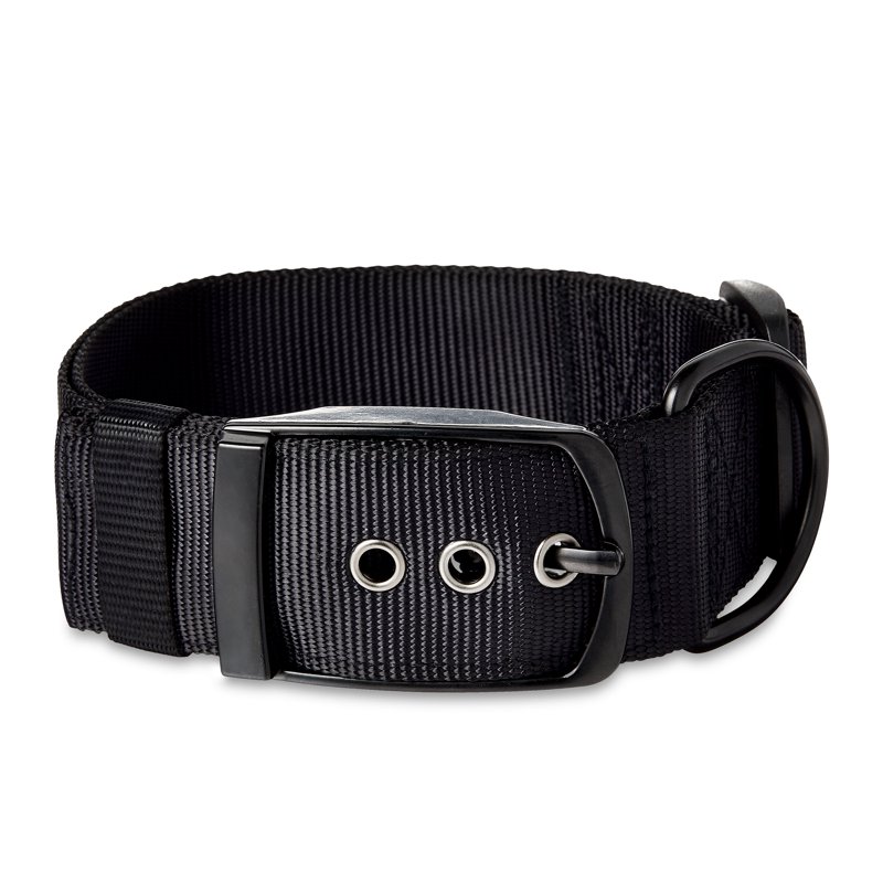 Vibrant Life Solid Polyester Dog Collar with Metal Buckle Black Extra Large