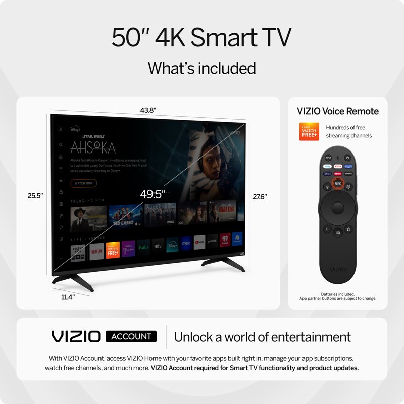 VIZIO 50" Class 4K UHD LED HDR Smart TV (V4K50M-08)