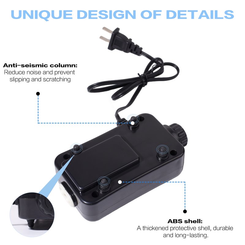 VNEKVA Aquarium Air Pump Dual Outlet Fish Tank Aerator With Accessories For 5-200 Gallon Tank