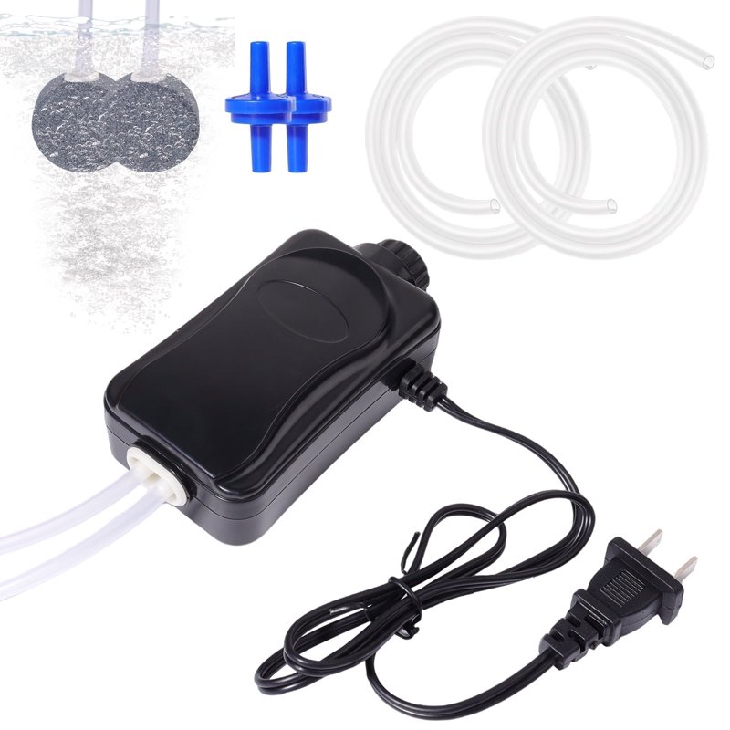 VNEKVA Aquarium Air Pump Dual Outlet Fish Tank Aerator with Accessories for 5-200 Gallon Tank