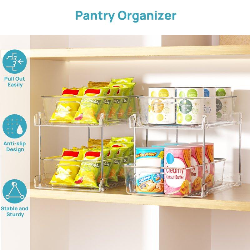 Vtopmart 3 Pack Bathroom Plastic Storage Organizer 2 Tier Clear Under Sink Organizers Vanity Countertop Storage Container