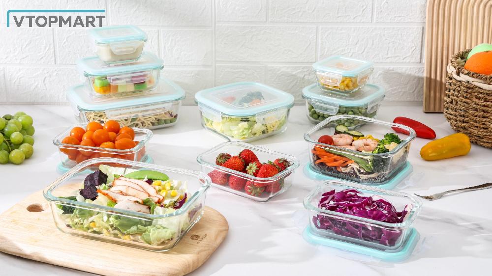 Vtopmart 7 Pack Glass Food Storage Containers Meal Prep Airtight Bento Boxes With Leak Proof Locking Lids
