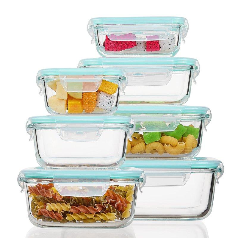 Vtopmart 7 Pack Glass Food Storage Containers Meal Prep Airtight Bento Boxes with Leak Proof Locking Lids