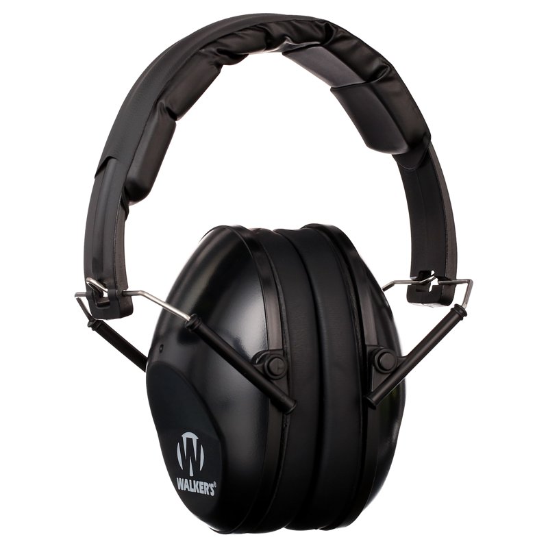 WALKER'S Unisex Adult's Lightweight Foldable Hearing Protection 22 DB Noise Reduction Pro Low-Profile Folding Passive Earmuffs Black