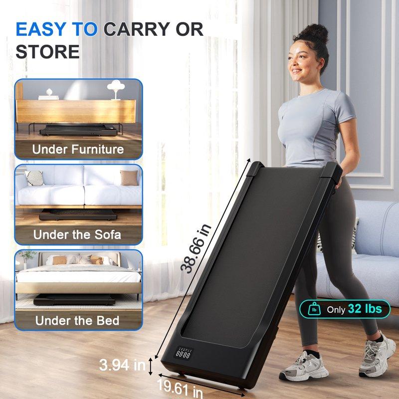 Walking Pad Treadmill With Remote Control Under Desk Treadmill For Home&Office 250 Lbs Weight Capacity