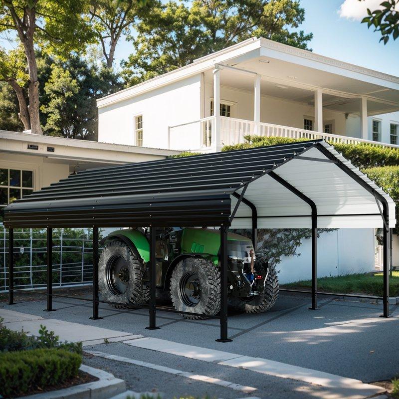 Walsunny 12X20 FT Carport Outdoor Heavy Duty Carport Canopy With Galvanized Steel Roof Metal Carport Extra Large Garage Car Storage Shelter