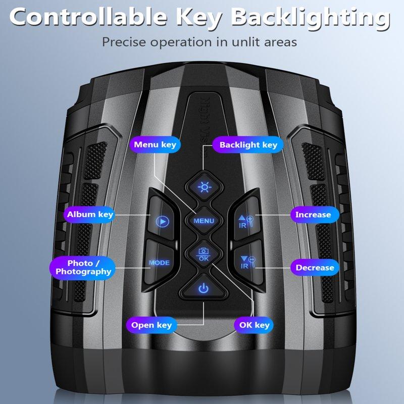 WARMTUYO Night Vision Goggles 10X Digital Zoom 9 Level Infrared Hunting Binoculars For Adults 3.5" HD Display High Powerful Digital Binoculars With 32GB TF Card - Black