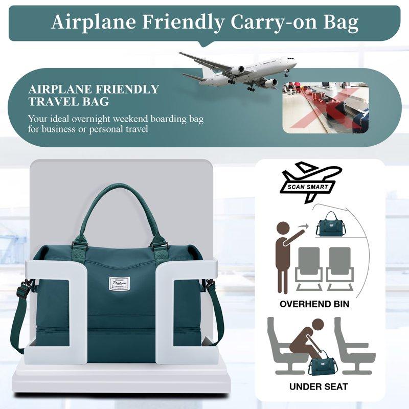 Weekender Bags For Women Travel Duffel Bags With Shoe Compartment Personal Item Travel Bag For Airlines Carry On Overnight Tote Bag For Women Peacock Blue