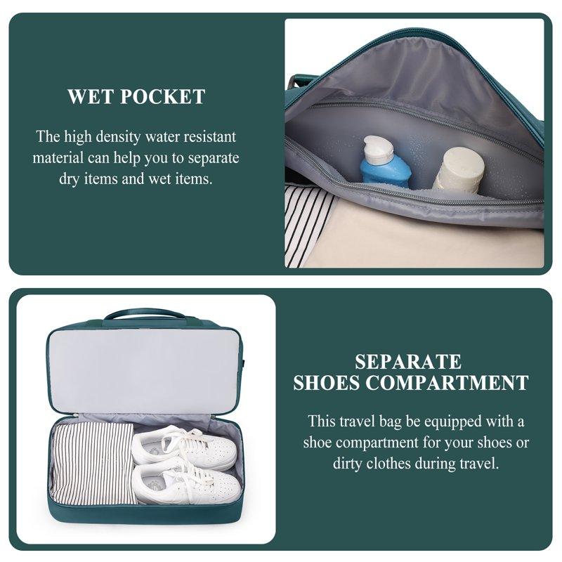 Weekender Bags For Women Travel Duffel Bags With Shoe Compartment Personal Item Travel Bag For Airlines Carry On Overnight Tote Bag For Women Peacock Blue