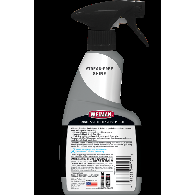 Weiman Stainless Steel Cleaner & Polish Trigger Spray 12 Fl Oz