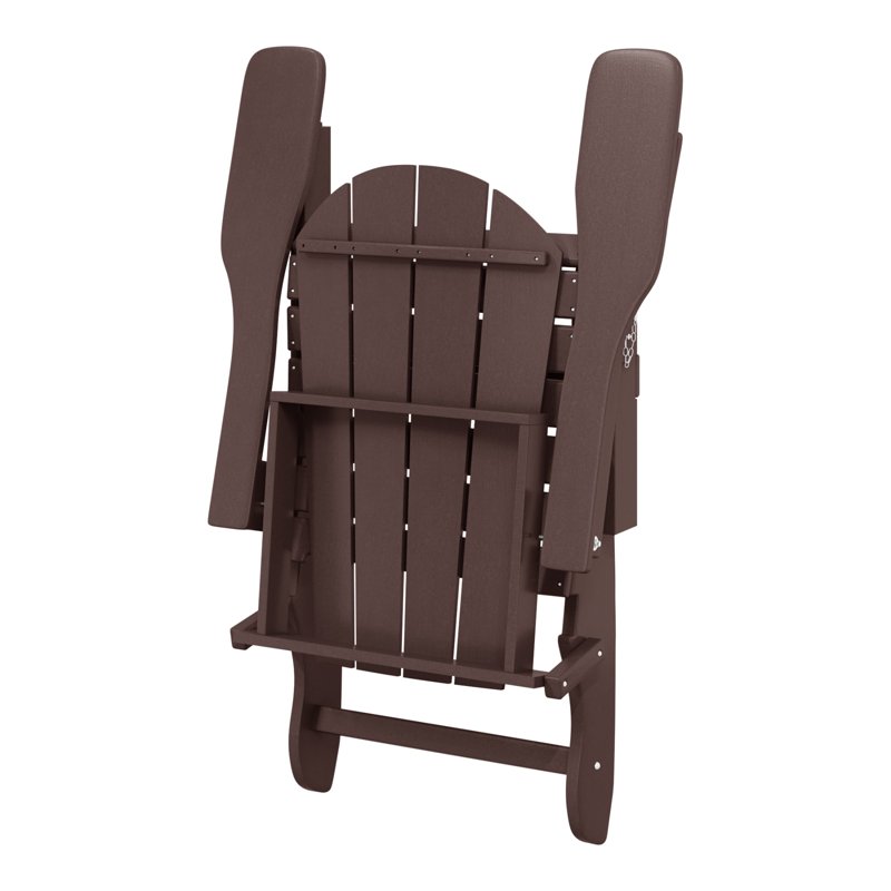 Westintrends Outdoor Folding HDPE Adirondack Chair Patio Seat Weather Resistant Dark Brown