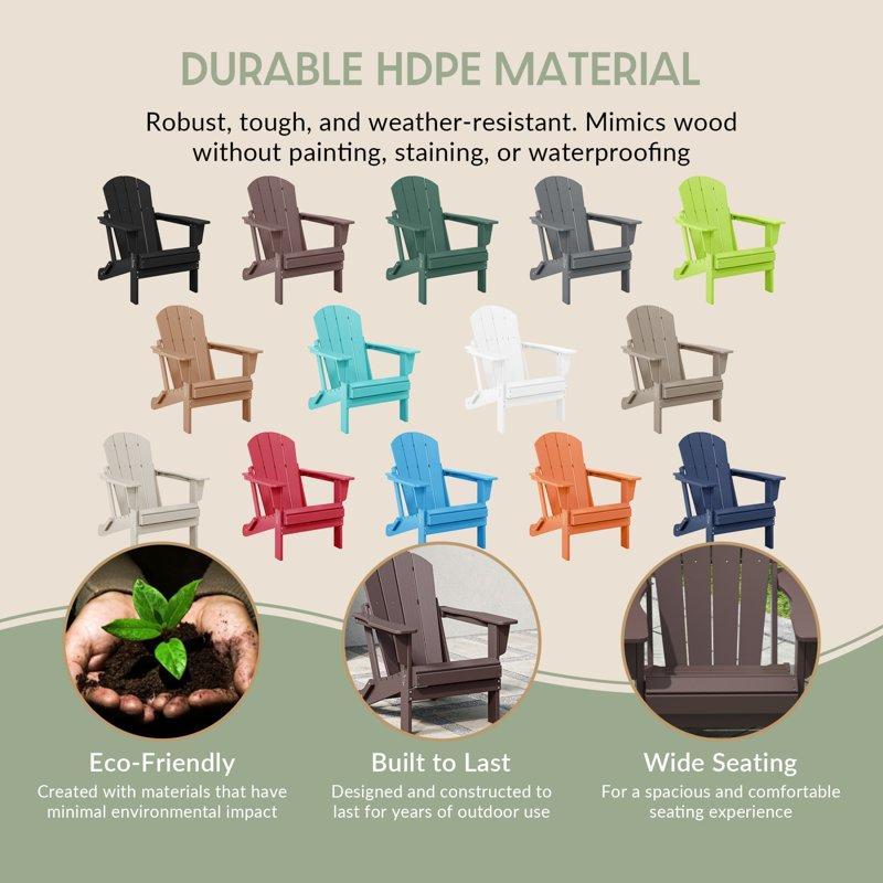 Westintrends Outdoor Folding HDPE Adirondack Chair Patio Seat Weather Resistant Dark Brown