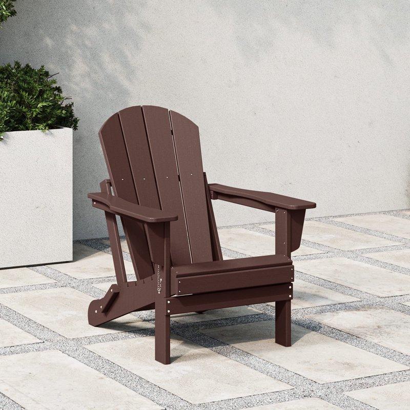 Westintrends Outdoor Folding HDPE Adirondack Chair Patio Seat Weather Resistant Dark Brown