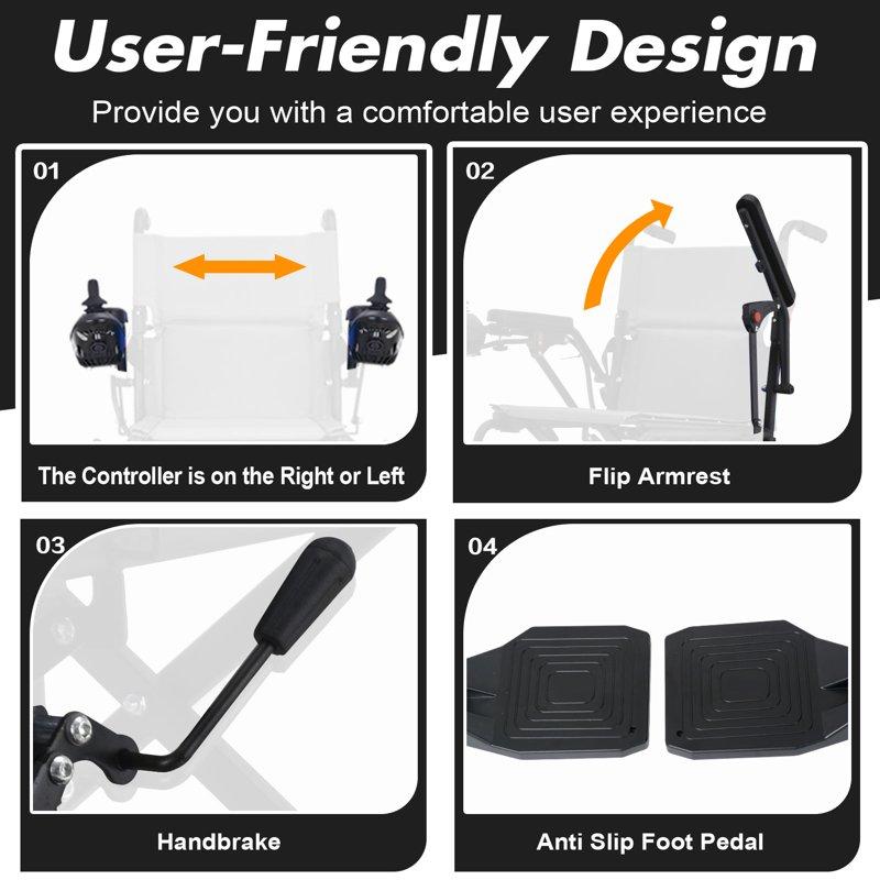 WEYRAL Foldable Electric Wheelchair For Adults 500W Dual Motors Power Wheelchair 18 Miles Range Upgraded Electromagnetic Intelligent Brake