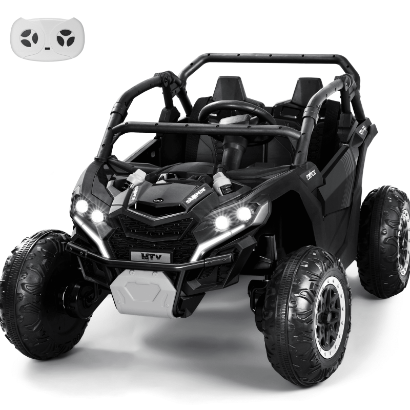 Wisairt 24V Kids Ride on Truck Car with 2 Seaters 4WD Electric Powered Ride on UTV 1.86-5 MPH Remote Control LED Lights Bluetooth Music Giftable Ride on Toy Car for Kids Age 3-8 Years Black